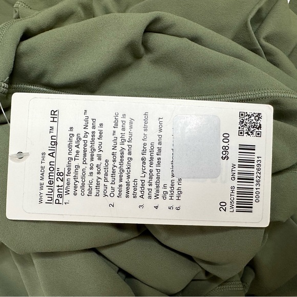 Lululemon | Align High Rise Legging 28 inch Inseam | Green Twill - Picture 9 of 10